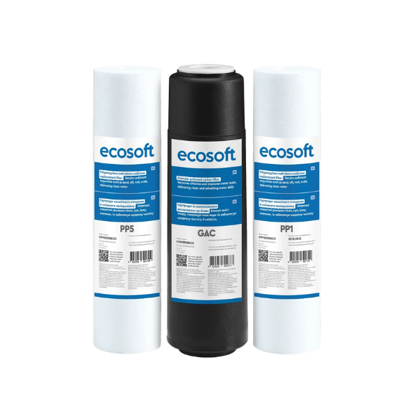 Zestaw 3 filtrów Ecosoft do systemów 3-stopniowych (PP5-GAC-PP1)